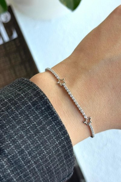 Leo'Stone V.I.P Series Full Stone Waterway Multi-Star Model Colorfast and Non-Tarnishing Guaranteed Women's Steel Bracelet