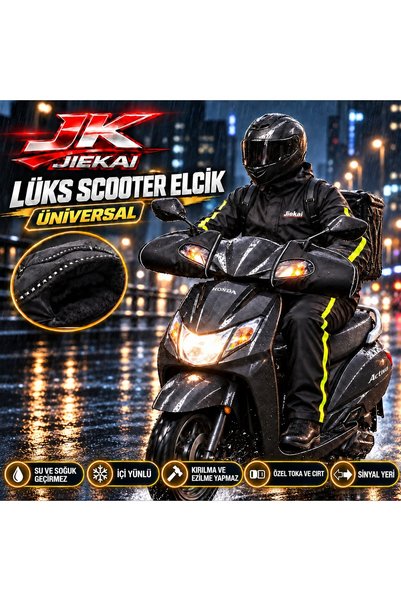 JİEKAİ Scooter Kışlık Elcık Reflektörlü ( Tokalı ) Su Soğuk Geçirmez (LÜKS EL...