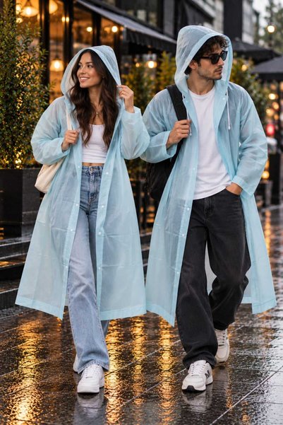 Bosile Unisex Navy Blue Eva Fabric Water Windproof Raincoat