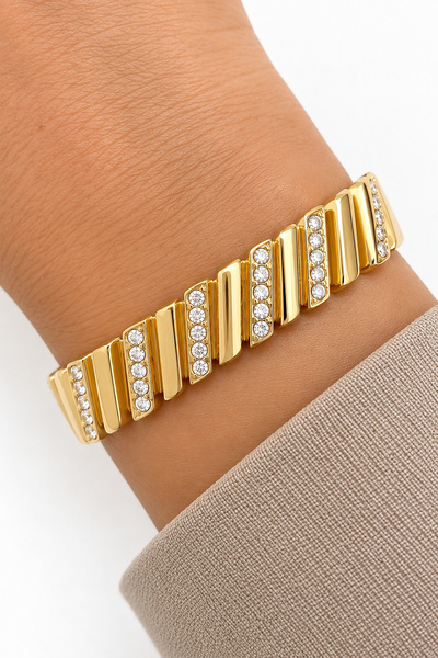 Leo'Stone Steel Bracelet Gold Zircon Stone Gold Women's