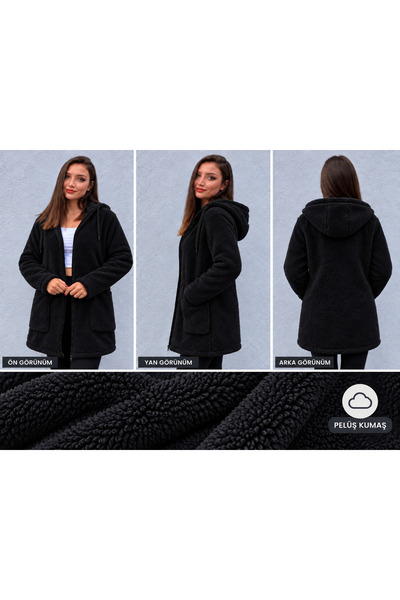 İkmal Cardigan cu fermoar cu tunică de pluș