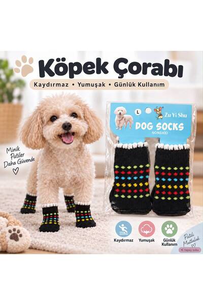 Genel Markalar Köpek Çorabı Kaydırmaz Tabanlı 4'lü Pati Çorabı