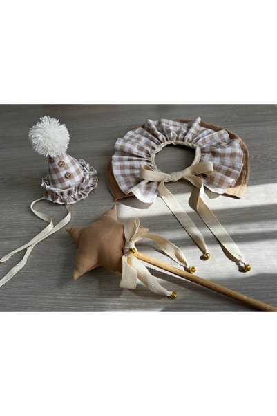 bubb hubb Birthday Set, Baby Hood, Hat, Star Wand, I1 Age Concept, Photo Shoot, Baby Collar.