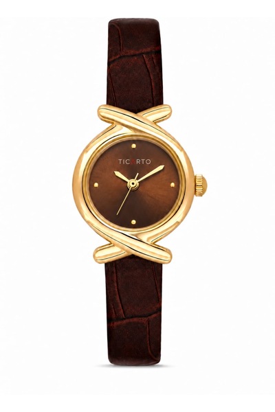 Ticarto Women's Brown Dial and Leather Minimalist Wristwatch Tctsn000105S0368