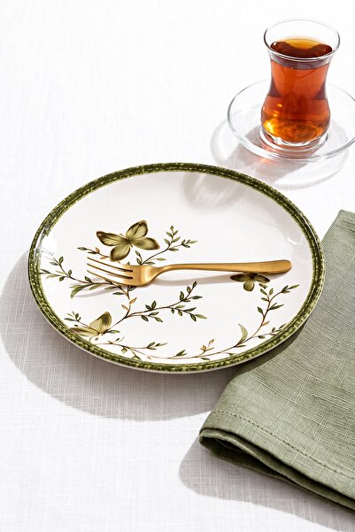 ers erbaşlar VERNA YEŞİL Lüx 6 Kişilik Pasta Seti Pasta Tabağı ( 20 cm)