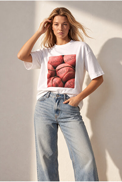 Amia&Co. Γυναικείο μπλουζάκι με γραφικό σχέδιο Crew Neck