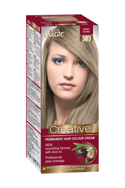 Miss Magic Vopsea de par permanenta nr 303, Blond Nisipiu, 90g, Creative