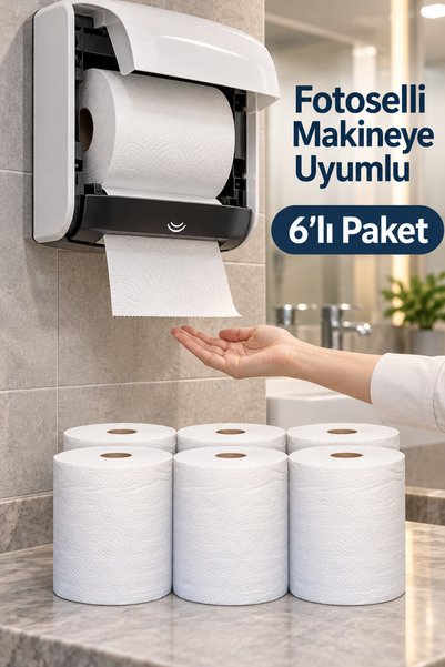 Özkan Ambalaj Temizlik 6 Rulo Hareketli Havlu / Fotoselli Makine Peçetesi