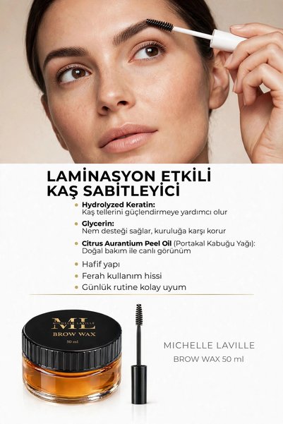 Michelle Laville Eyebrow Fixing Wax 50 ml |   Strong Eyebrow Styling Brow Wax |   Eyebrow Gel |   Lamination Effective |   Keratin & Rosemary Oil |   48 Hours Lasting