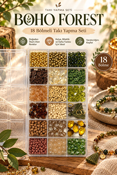 By MO Accessories Boho Forest set za izradu nakita sa 18 odjeljaka – set za h...