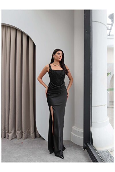 ESRAHELVACI Strappy Corset Detailed Slit Dress