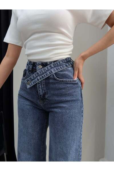 ESRAHELVACI Çapraz Bel Detaylı Wide Leg Jean