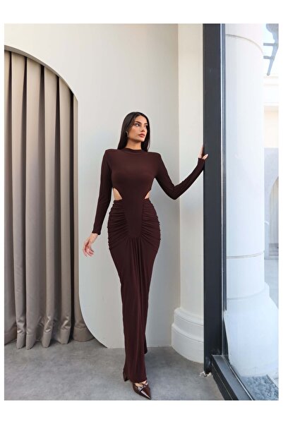 ESRAHELVACI Rochie cu mânecă lungă, căptușită, cu talie modelată