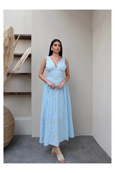 ESRAHELVACI Floral Embroidered Waist Corset Midi Dress