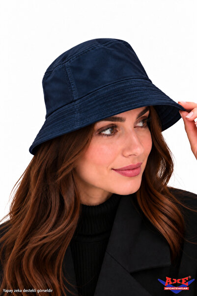 AXE SPORTSWEAR Navy Blue Color Suede Bucket Hat Basic Plain Bucket Fisherman ...
