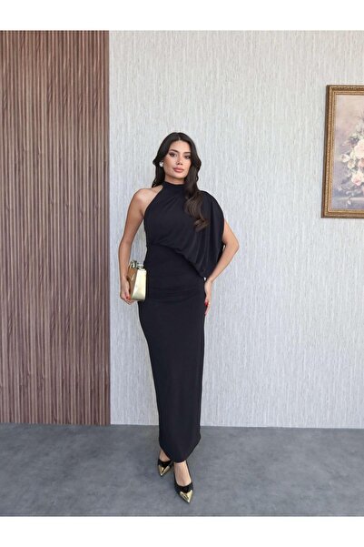 ESRAHELVACI One-Shoulder Draped Long Dress