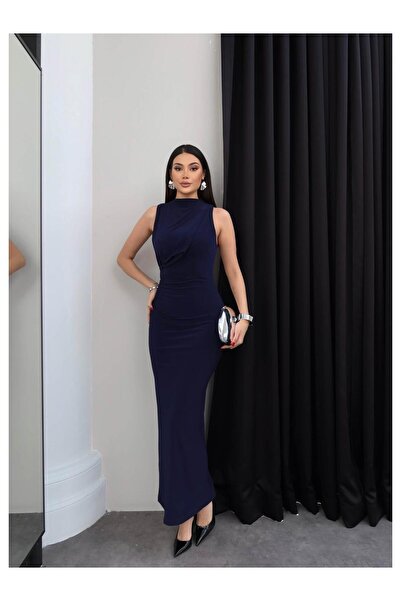 ESRAHELVACI Midi-Kleid mit Drapierung und Schlitz