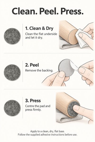 Grarey 90-Piece Self-Adhesive Furniture Pads, Non-Woven Fabric, Round and Square, 2.8 cm, Grey