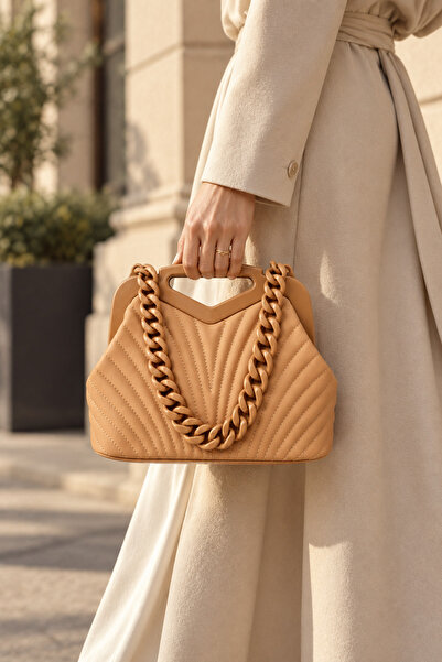 birizmoda Retro Women's Scholarship Hand and Shoulder Bag-Powder