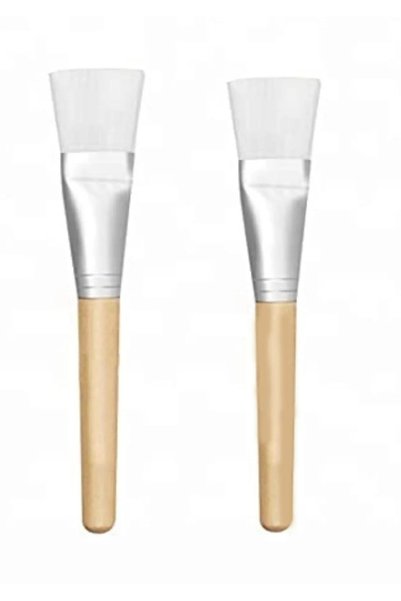 LA PERLA TECH 2 Face Mask Application Brush, Natural Wood and White, Soft Syn...