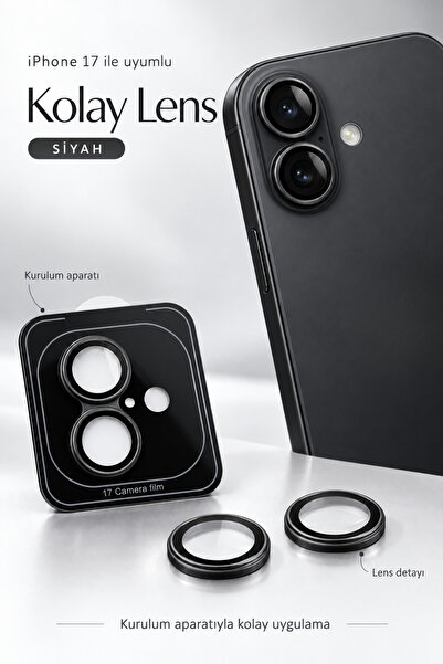 Evax [Kolay Lens] iPhone 17 Compatible 9H Glass Camera Lens Protector with Al...