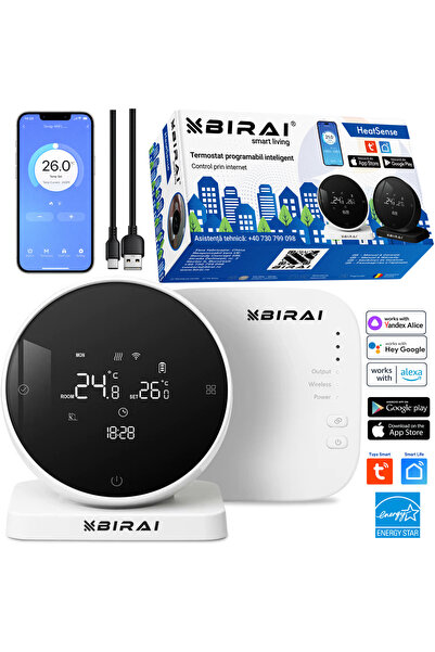 BIRAI Termostat inteligent WiFi cu receptor RF, control prin aplicație, Alexa...