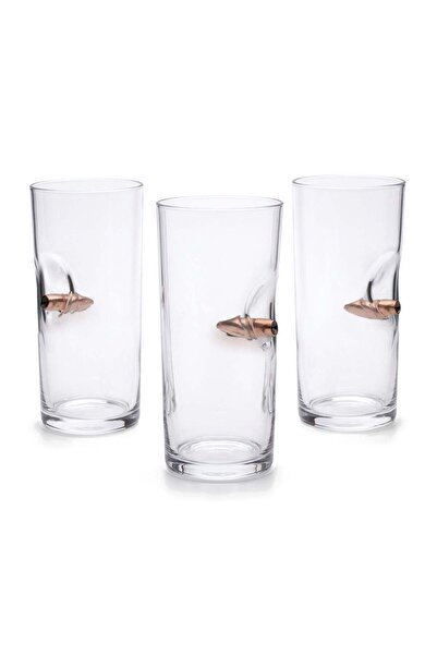 Bellore Set de 3 pahare de lux Raki din sticlă, cu design de glonț .308 real,...