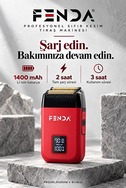 Fenda Profesyonel Sıfır Kesim Tıraş Makinesi Kırmızı FNDSKLKS0008RD