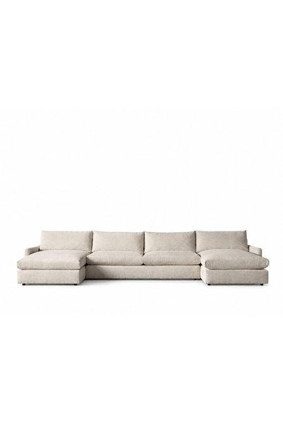 homejoyz U-Shaped Corner Sofa Chenille and Suede Wood - Beige - Armira - 350X160X160X80X85 cm