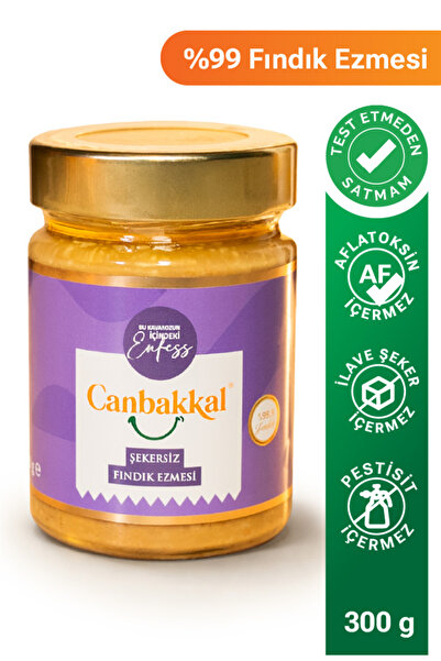 Canbakkal %99,9 Şekersiz Fındık Ezmesi 300 Gram- İlave Şekersiz ve Katkısız S...