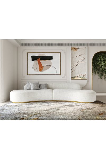 homejoyz أريكة عصرية من الخشب السويدي - أبيض - 280×85×80 سم