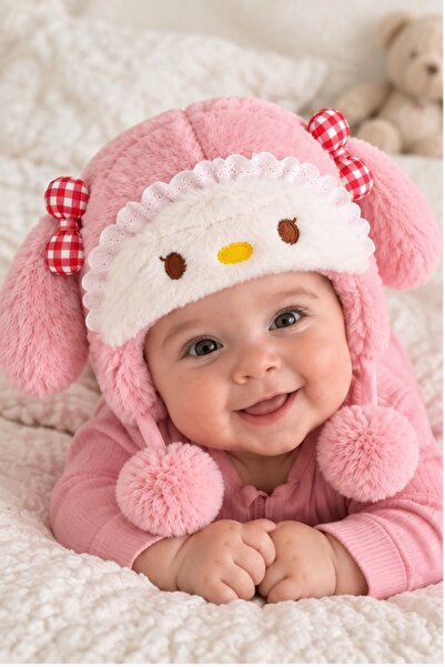 Mollycrush Baby Girl Pink Winter Plush Rabbit Hat |   Gift Model with Ears an...
