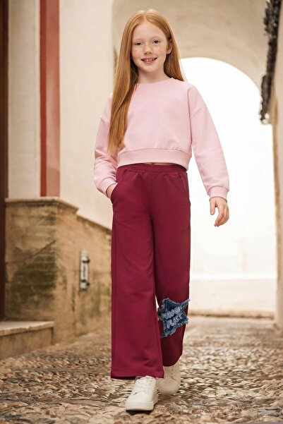 Fulla Moda Traper pantalone za devojčice sa izvezenom zvezdom i elastičnim st...