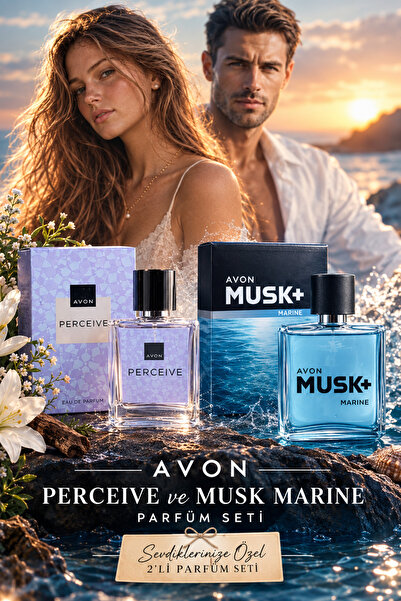 AVON Kadın ve Erkek Parfüm Seti - Perceive Kadın Parfüm EDP 30 ml & Musk Mari...