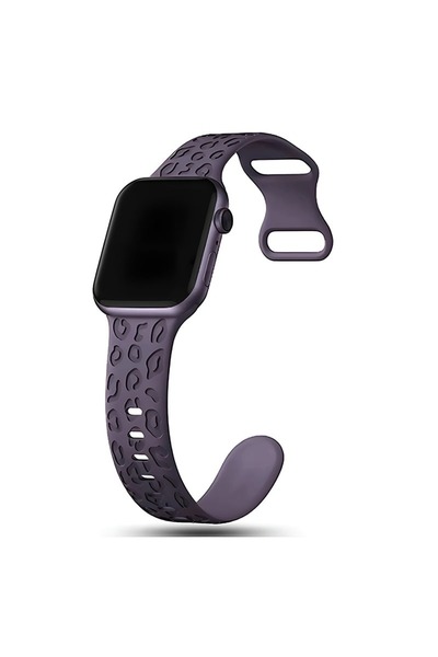 Dexmon Apple Watch 12 11 10 46mm 9 8 7 6 SE Ultra Uyumlu 42-44-45-49mm Leopar Desenli Silikon Kordon