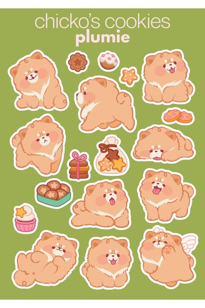 Plumie Chicko’S Cookies and Dino’S Cookies 2-Piece Sticker Sheet Set - Notebook, Planner