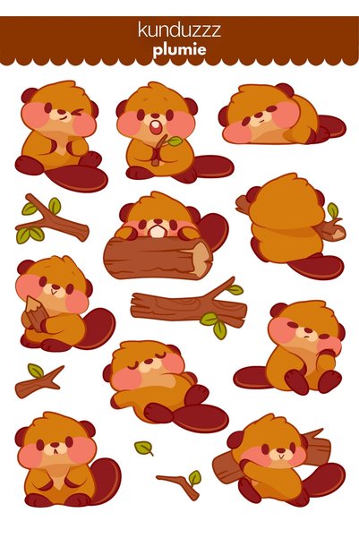 Plumie Kunduzzz and Cilvenaz 2-Piece Sticker Sheet Set - Notebook, Agenda