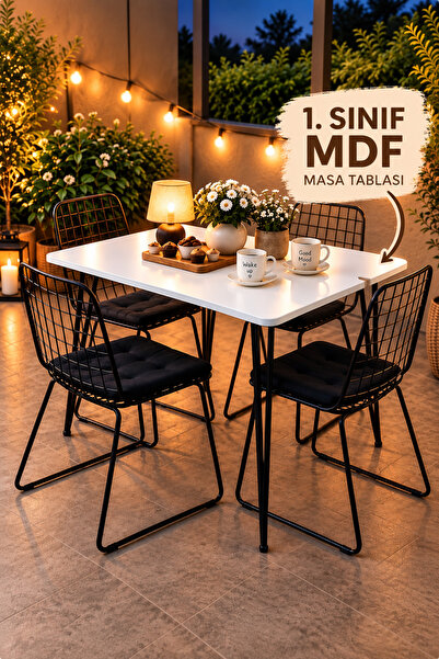Evimzo Siyah Metal Ayaklı 60x120 Cm (TEK MASA) Parlak Beyaz MDF Mutfak - Balk...