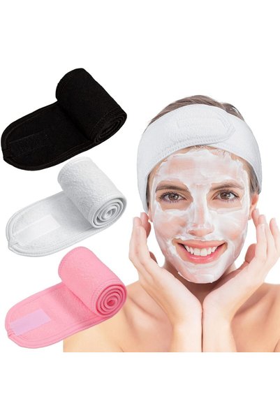 LA PERLA TECH Spa Facial Headband-Make Up Wrap Head Terry Cloth Headband 3 Pi...