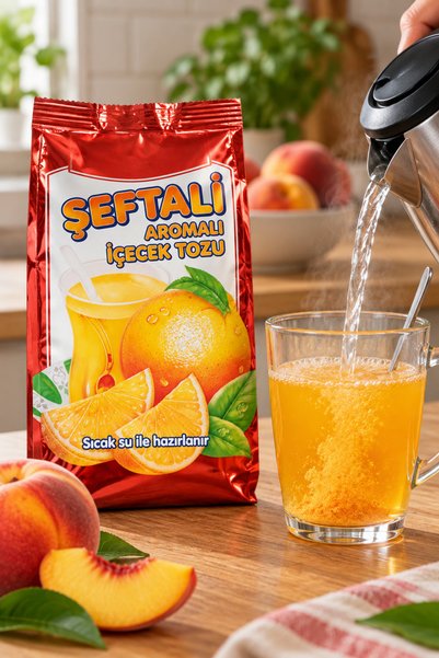 Özkan Ambalaj Temizlik 500 Gram Şeftali Oralet Şeftali Aromalı Sıcak Toz İçecek