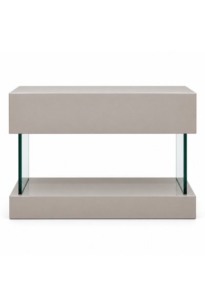 Highpoint Highboint Modern Minimalist Design Glass Top Elegant Console Table, W59Cm X D39Cm Grey