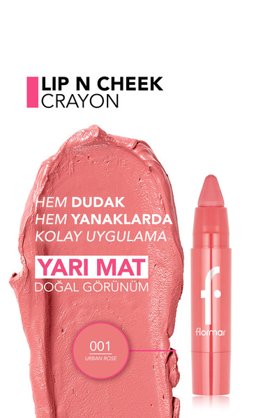 Flormar Lip & Cheek High Pigmented Creamy Semi-Matte Finish Crayon