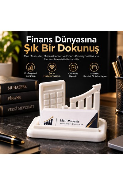 İKONİXPET Finance Graphic Design Business Card Holder Tabletop Decorative Office Accessory Accounting Consulting Card Holder