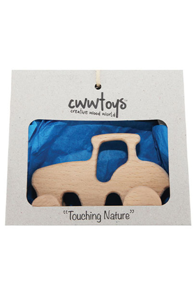CWWTOYS Practical Tractor Wooden Toy, Solid Beech Wood, 18 Months+