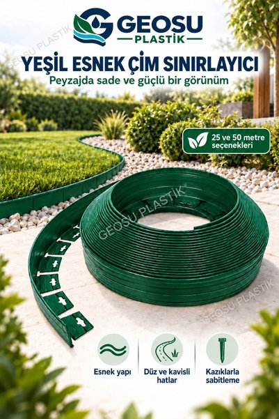 GEOSU TEKNİK YALITIM GEOSU Yeşil Çim Ayırıcı-peyzaj Sınırlayıcı-toprak Taş Ay...