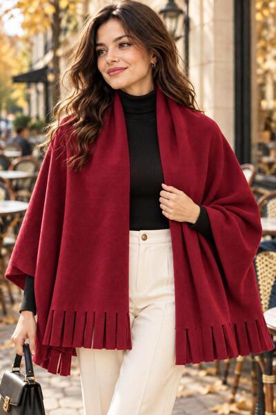 Wearflawless شال نسائي من قماش الصوف باللون الأحمر الداكن، وشاح شتوي دافئ على...