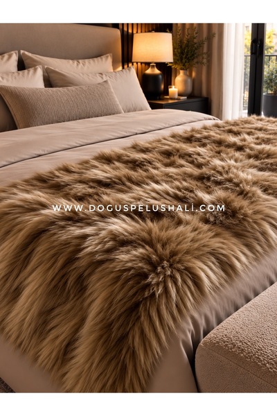 Doğuş Peluş Halı Soft Textured Camel Plush Bed End Runner