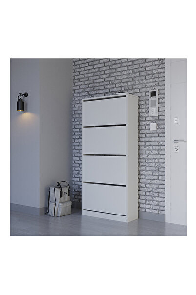Adore Mobilya Flat Duo 4 Katlı Geniş Ayakkabılık-mat Beyaz 73x157x26 Cm (gxyxd)