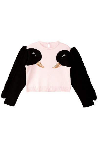 MSHB&G Swan Girl's Sequin Embroidered Knitwear Sweater