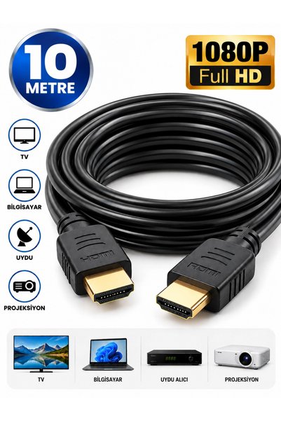 J-TECH 10 Metre 1080P HDMI Kablo TV Bilgisayar Uydu Projeksiyon Full HD Görün...